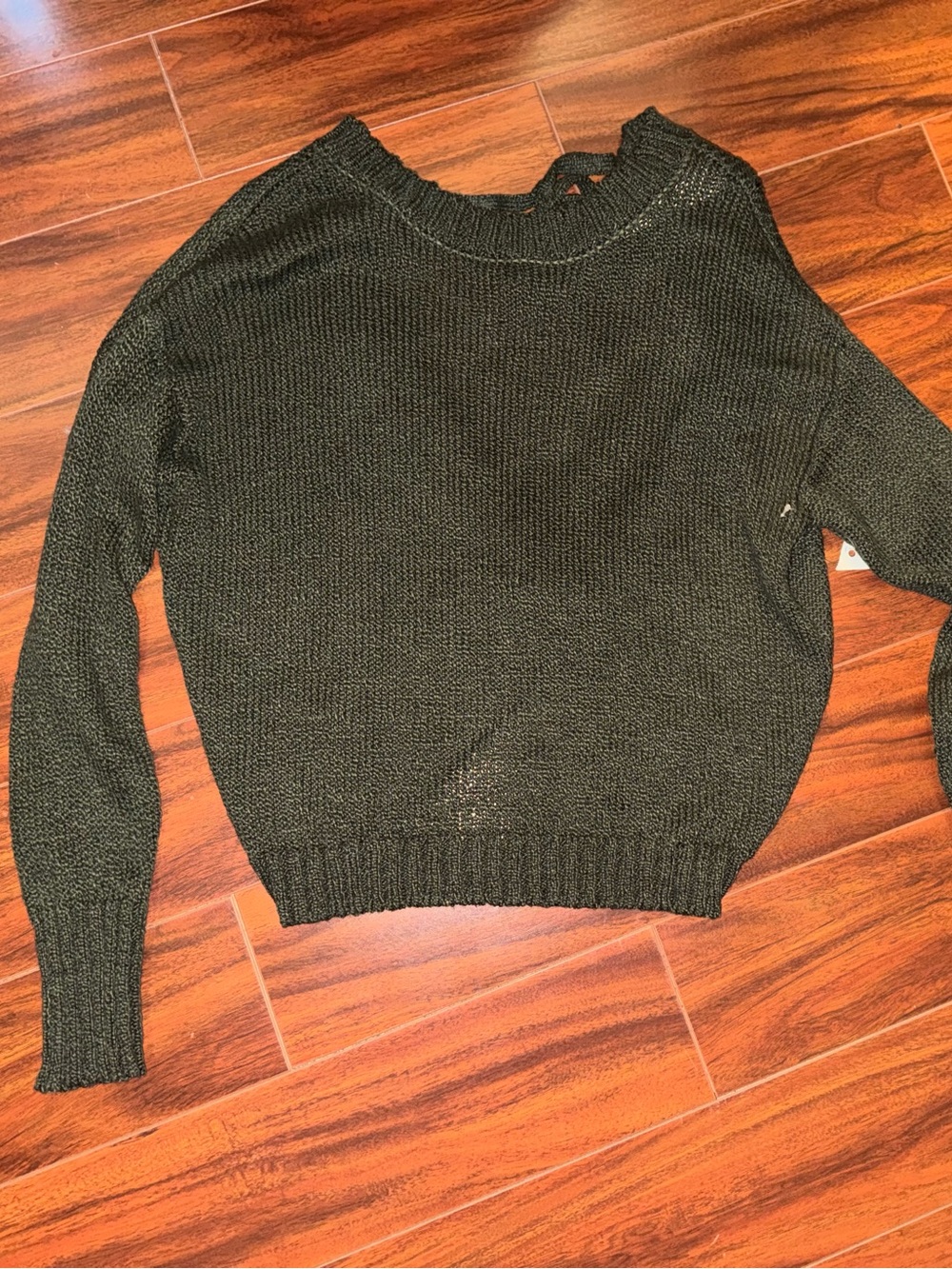 Francesca's Collections Olive Green Crewneck Knit Sweater
